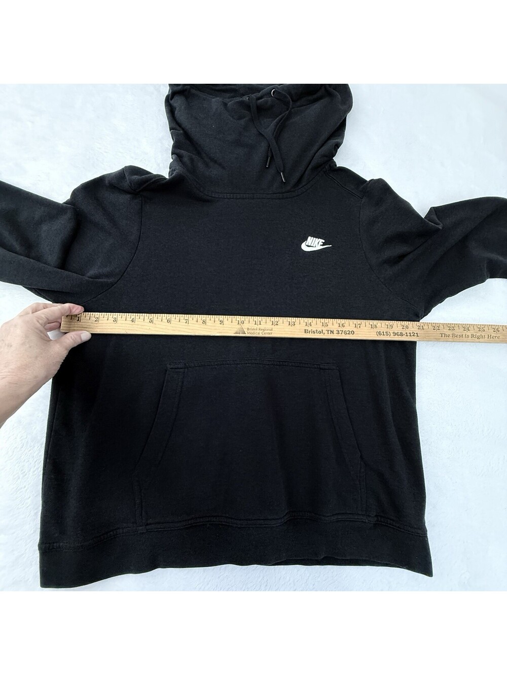 Nike Womens L Black Funnel Neck Hoodie Pullover Kangaroo Pocket - Picture 7 of 10